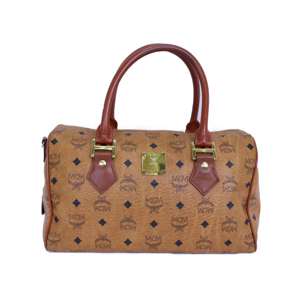 MCM Boston Bag Handbag Brown Leather